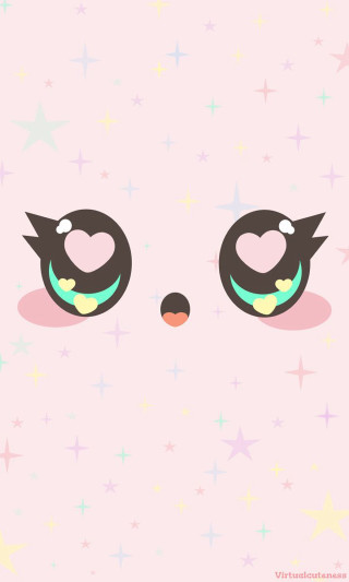 Pink background black cat stars - kawaii free wallpaper for mobile