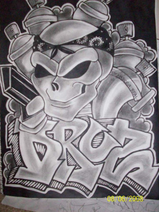 Cartoon character gun hat drawing - graffiti art free wallpaper for mobile