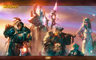 Warcraft characters group sunset sky - a sunset sky free wallpaper for desktop