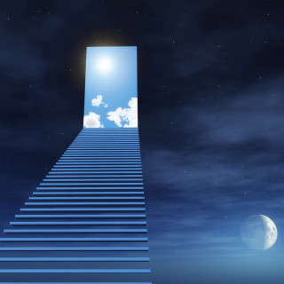 Stairway bright light moon astronaut - david imms free wallpaper for tablet