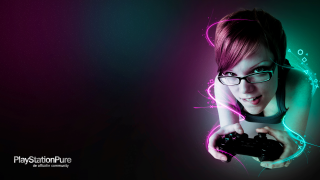 Woman game controller neon lights - a black background behind her free wallpaper for desktop