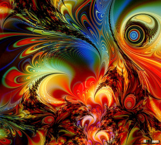 Colorful abstract painting spiral design 2 - psychedelic free wallpaper for tablet