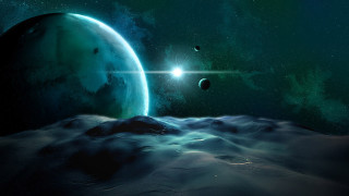 Space planet star horizon moon 3 - a distant planet free wallpaper