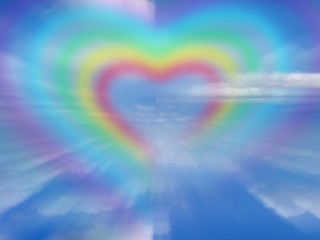Heart shaped object clouds rainbow - object in the sky free wallpaper