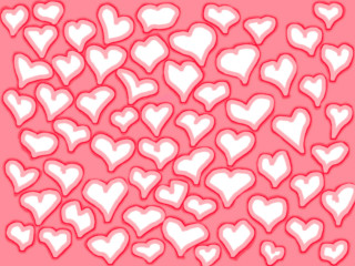 Hearts pink background white outline - the center of the image free wallpaper