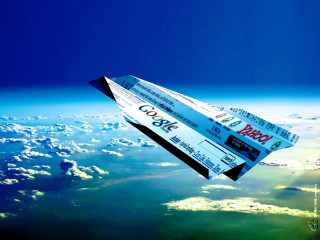 Paper airplane flying earth sky - over the earth free wallpaper