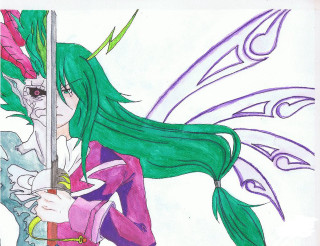 Girl sword butterfly wings pink - a green tail free wallpaper