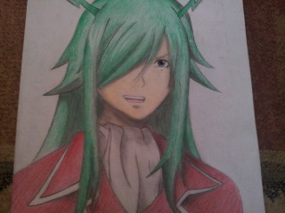 Green hair horns red jacket - their shoulder free wallpaper