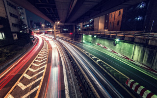 City street traffic night lights 16 - traffic free wallpaper