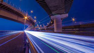 Highway night long exposure bridge - dynamic free wallpaper for desktop