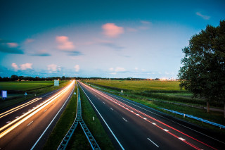 Highway night trees blue sky - a few tree free wallpaper