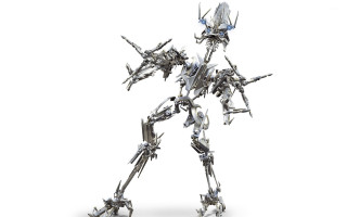 Robot standing gun white background - mecha free wallpaper