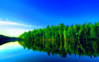 Lake trees blue sky clouds 7 - bob ross free wallpaper for desktop