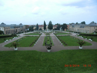 Large garden plants building clock - plant free wallpaper