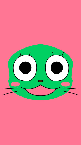 Green cat big eyes pink - net art free wallpaper for mobile