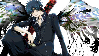 Blue hair man black hair - their back free wallpaper