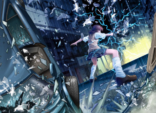 Girl running clock tower rain - broken free wallpaper
