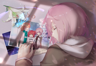 Girl holding cellphone looking at - a picture of herself free wallpaper