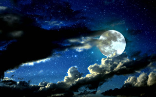 Full moon night sky clouds - a few star free wallpaper