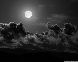 Full moon clouds mountains black 6 - a full moon free wallpaper