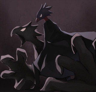 Cartoon black bird red beak - dark background free wallpaper for tablet