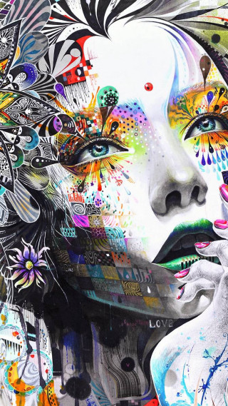 Woman flowered head butterfly face - free aesthetic wallpaper for mobile