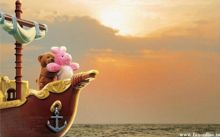 Teddy bear boat ocean pink - anne geddes free wallpaper for desktop