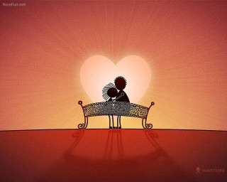 Person bench heart red love - a storybook illustration free wallpaper