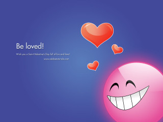 Pink smiley face hearts blue - felipe seade free wallpaper