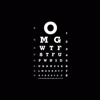 Eye chart black background white - banksy free wallpaper for tablet