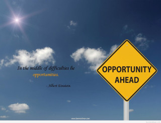 Yellow sign opportunity ahead image - the middle of the picture free wallpaper for desktop