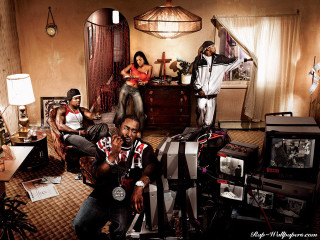 Living room group hyperrealism album - a group of people sitting free wallpaper