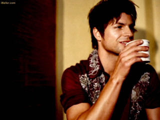 Man drinking coffee yellow wall - dan scott free wallpaper for desktop