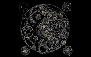 Black white clock gears background 3 - gear free wallpaper for desktop