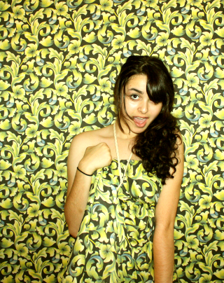 Woman standing wall green yellow - free flowers wallpaper