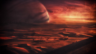 Distant planet ship foreground background - a distant planet free wallpaper for desktop