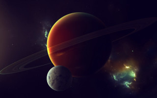 Planet satellites sky stars orange - a. hardy free wallpaper