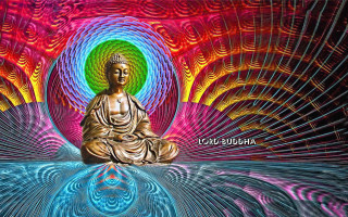 Buddha statue psychedelic background rainbow - a buddha statue free wallpaper for desktop
