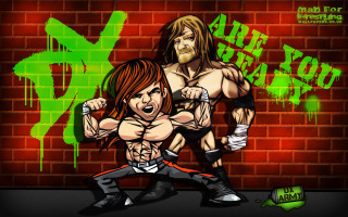 Wrestler woman brick wall graffiti - extreme illustration free wallpaper