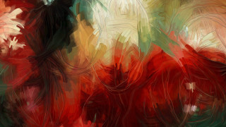 Red green flowers black background - abstract brush stroke free wallpaper