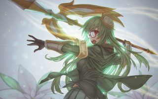 Green hair sword gold accents - gold accent free wallpaper