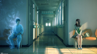 Woman bench man hallway painting - a painting of a man free wallpaper for desktop