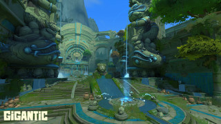 Futuristic city fountain waterfall modern - a futuristic city free wallpaper