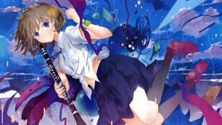 Girl sword monsters sky clouds - a sword in front free wallpaper for desktop