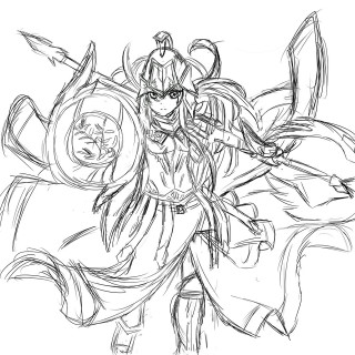 Woman sword shield drawing artwork - a sketch free wallpaper