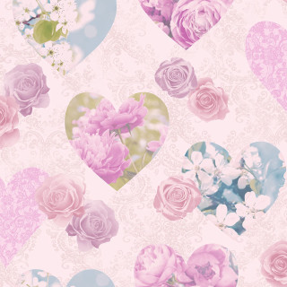 Pink blue heart flowers background - aestheticism free wallpaper for tablet