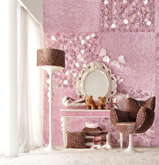 Pink wall white table teddy - a chair free wallpaper for tablet