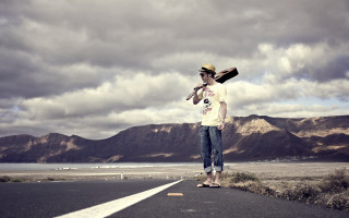 Man skateboard road hat standing - breyten breytenbach free wallpaper