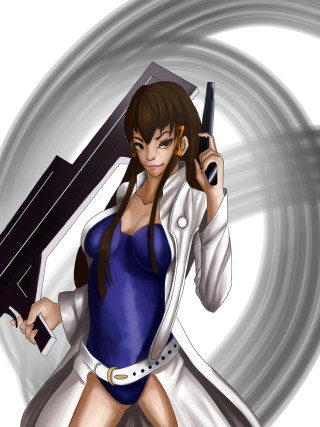 Woman blue dress gun cell - cel free wallpaper for mobile