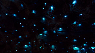 Dark cave blue lights bench - a dark cave free wallpaper